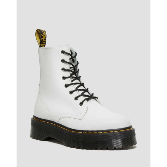 Dr. Martens White Jadon Smooth Leather Platform Boots - Picture 4 of 15